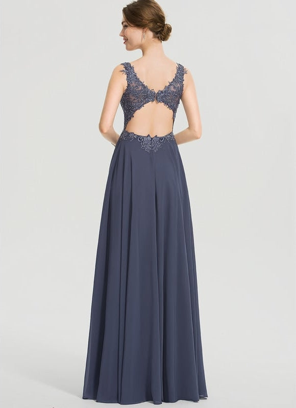 Robe De Bal Élégance Marine Satinée - gallery 3