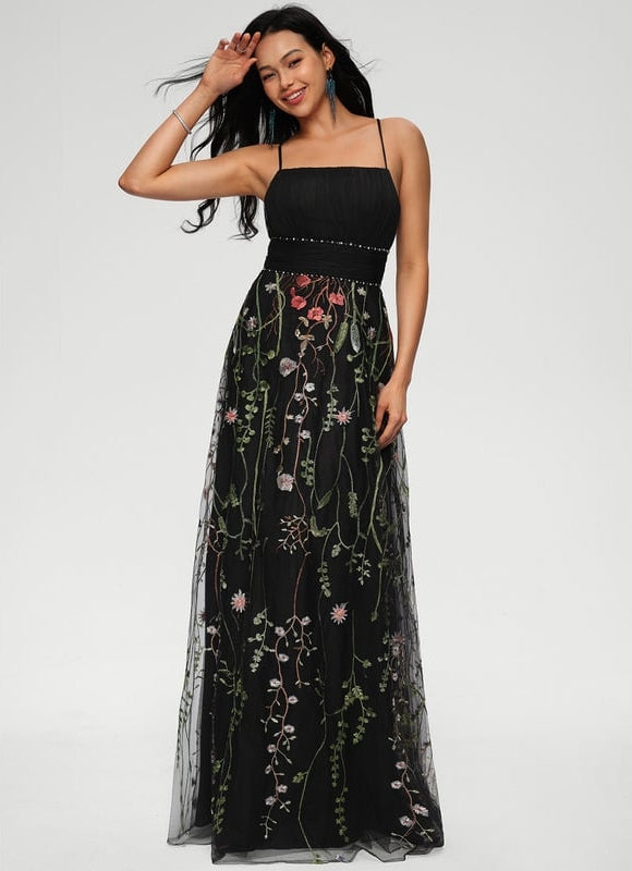 Robe De Bal Élégance Florale Nocturne - gallery 5