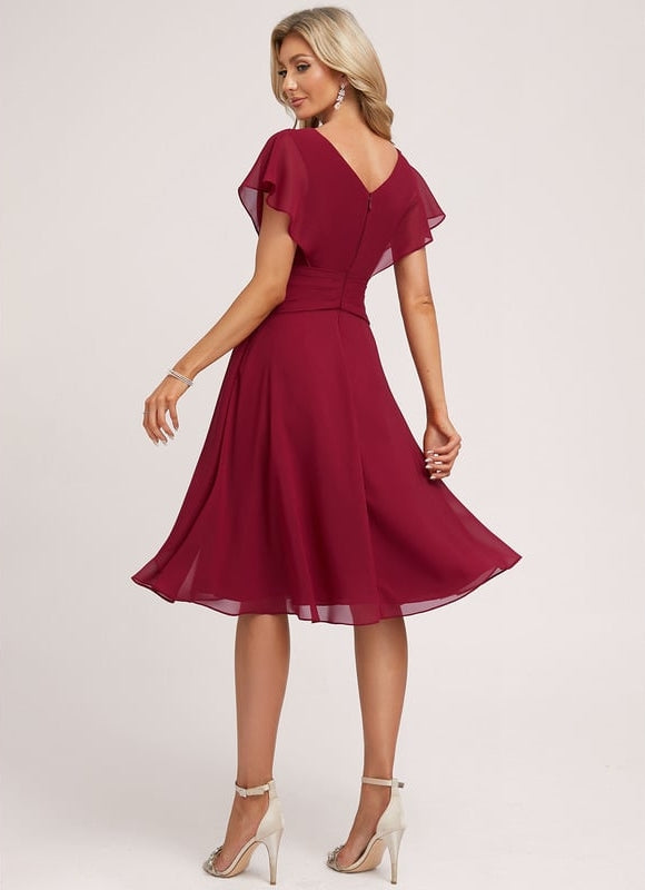 Robe De Bal Mousseline Bordeaux - gallery 2