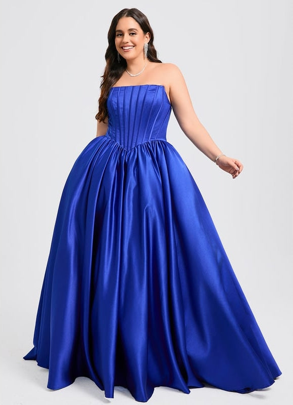 Robe De Bal Bleue Satinée - gallery 6