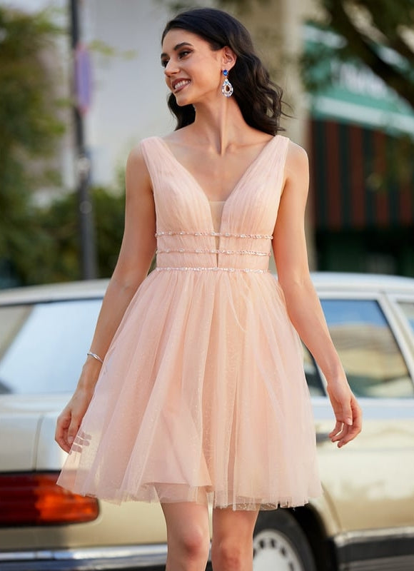 Robe De Bal Courte Perlée