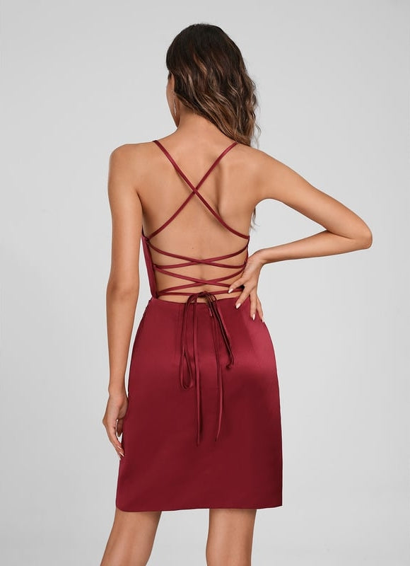 Robe De Bal Satinée Rouge - gallery 1