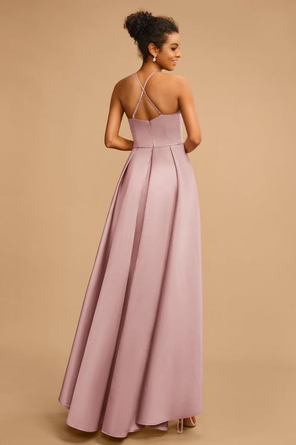 Robe De Bal Asymétrique Rose - gallery 4