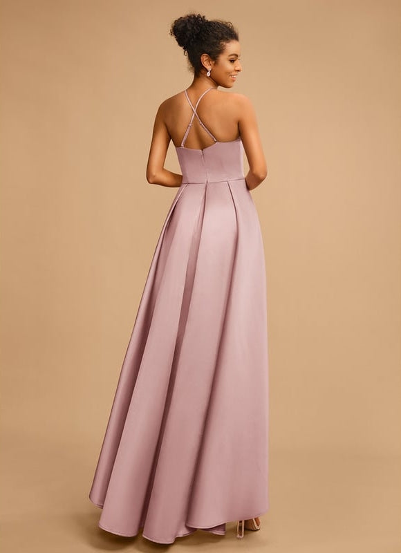 Robe De Bal Asymétrique Rose - gallery 4