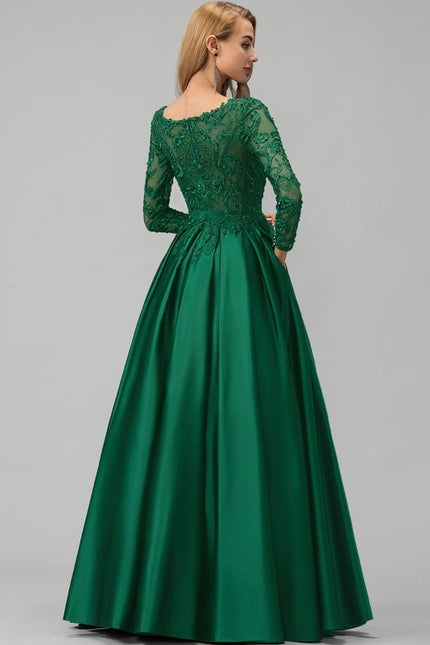 Robe De Bal Satinée Verte - gallery 3