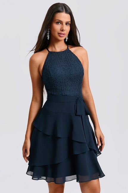 Robe De Bal À Volants Marine - gallery 4
