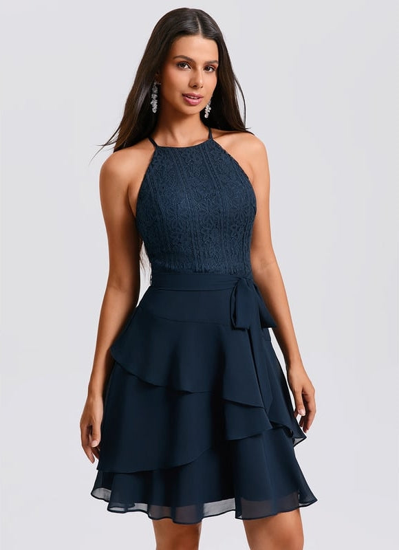 Robe De Bal À Volants Marine - gallery 4