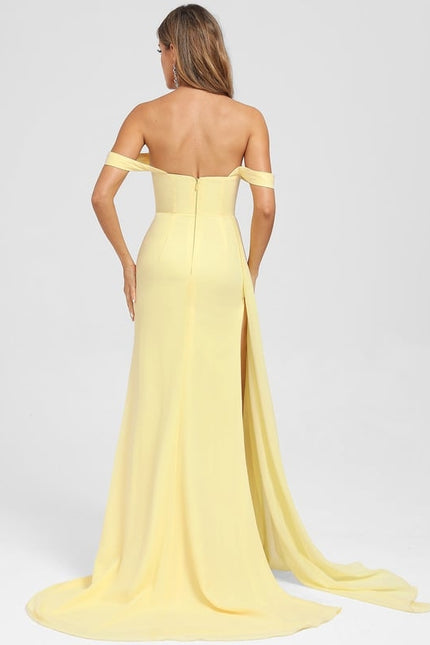 Robe De Bal Sirène Jaune Satinée - gallery 1