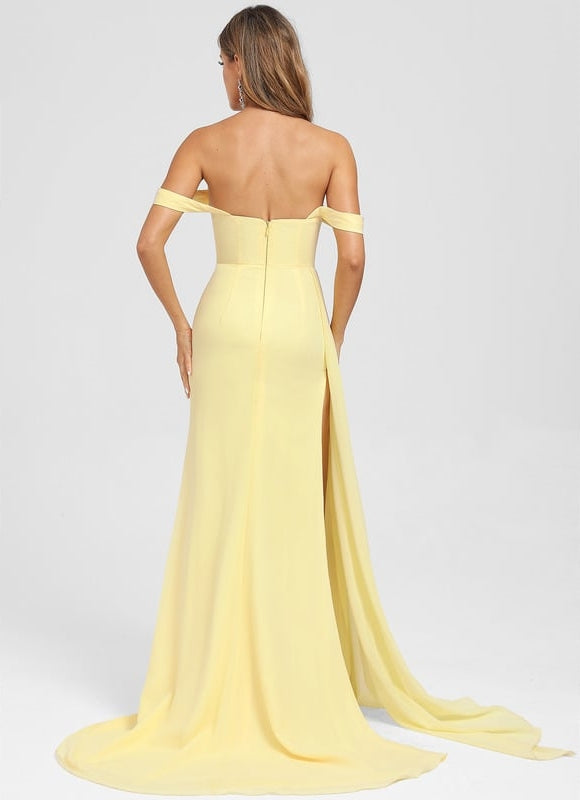 Robe De Bal Sirène Jaune Satinée - gallery 1