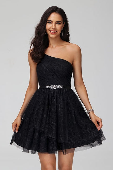 Robe De Bal Tulle Courte Noir - gallery 1