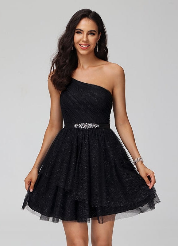 Robe De Bal Tulle Courte Noir - gallery 1