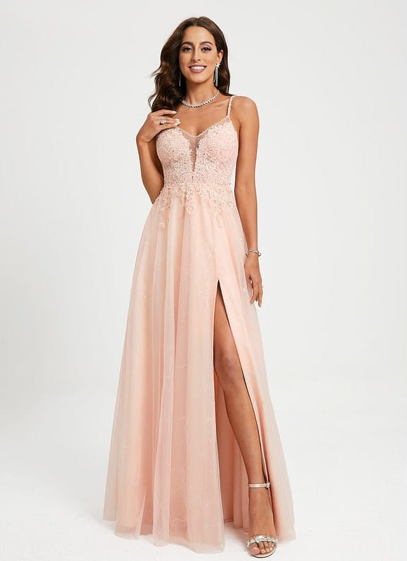 Robe De Bal Rose Élégante