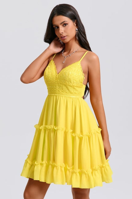 Robe De Bal Jaune Volants - gallery 4