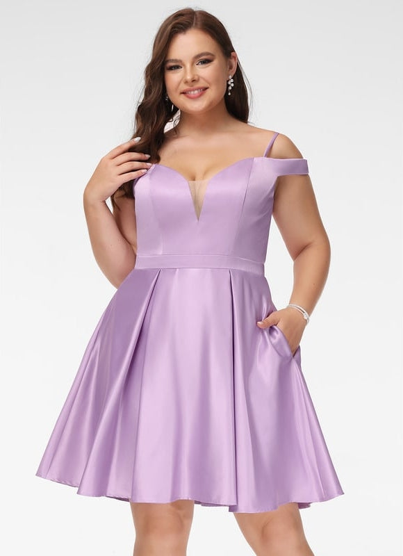 Robe De Bal Satinée Lavande - gallery 5