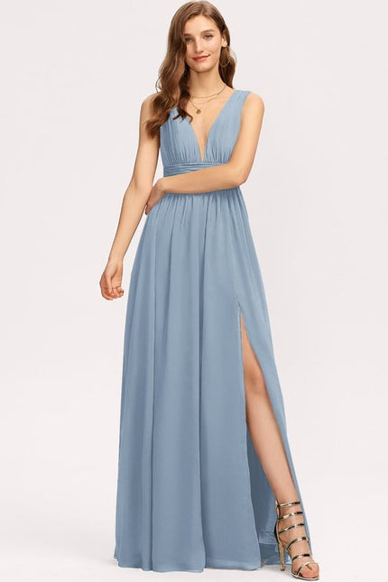 Robe De Bal Longue Fluide Bleu