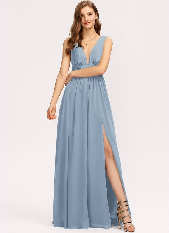 Robe De Bal Longue Fluide Bleu