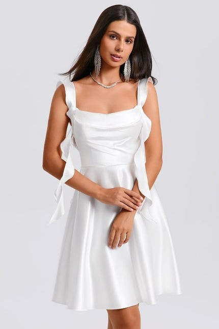 Robe De Bal Satin Blanche Volants