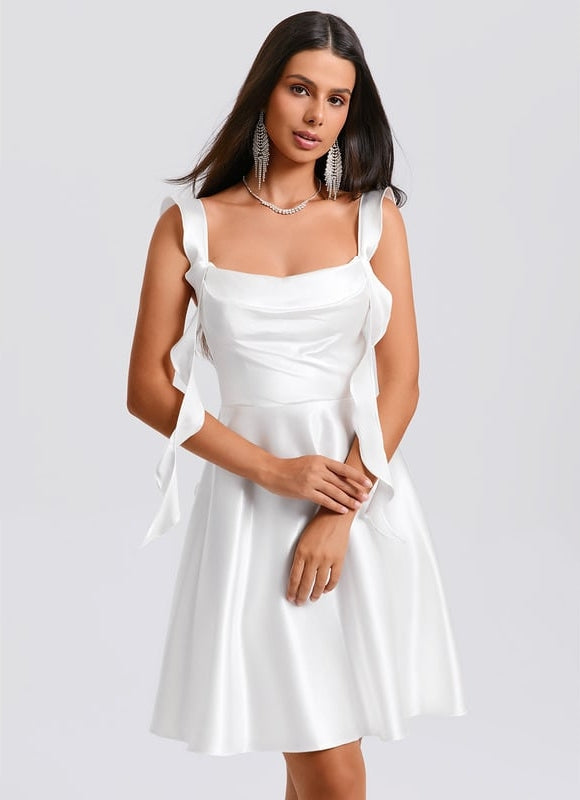 Robe De Bal Satin Blanche Volants