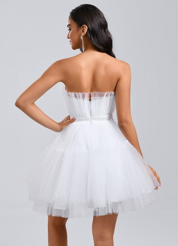 Robe De Bal Nuageuse Blanche - gallery 1