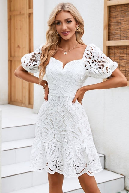 Robe De Bal Blanche À Volants - gallery 1