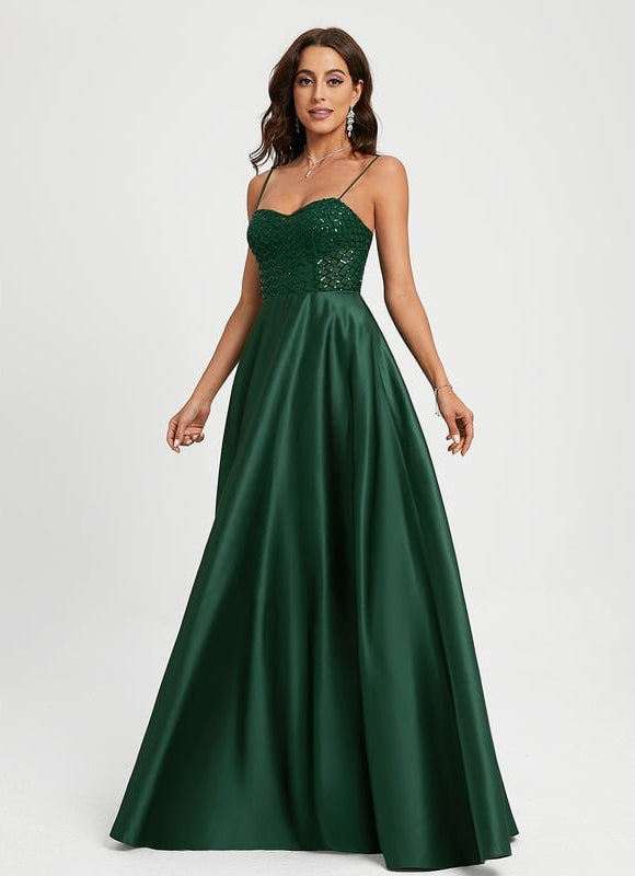 Robe De Bal Satin Émeraude Luxe - gallery 3
