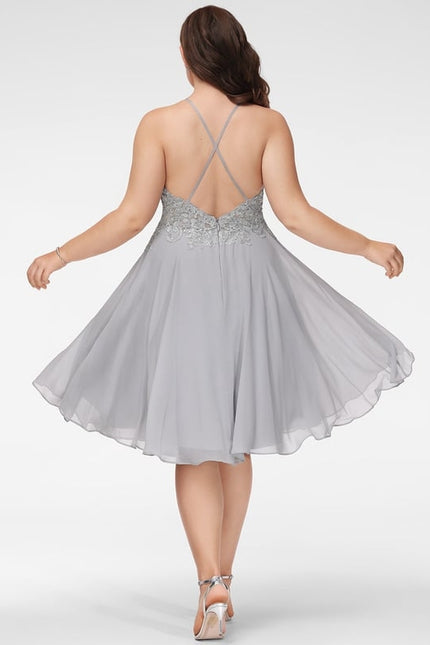 Robe De Bal Grise Dentelée - gallery 7