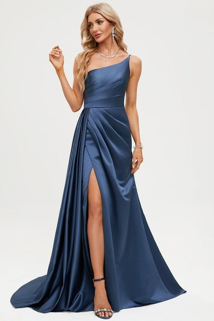 Robe De Bal Satinée Une-Épaule - gallery 3