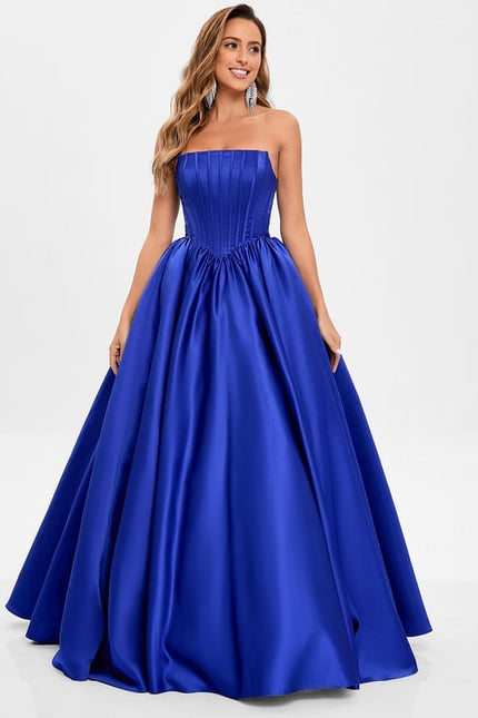 Robe De Bal Bleue Satinée - gallery 1