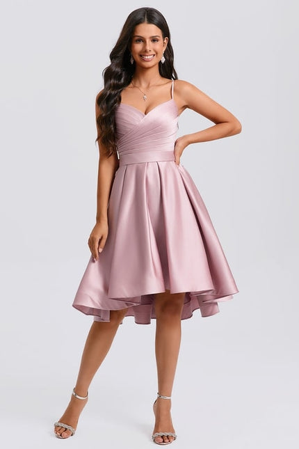 Robe De Bal Satin Rose Élégant - gallery 2