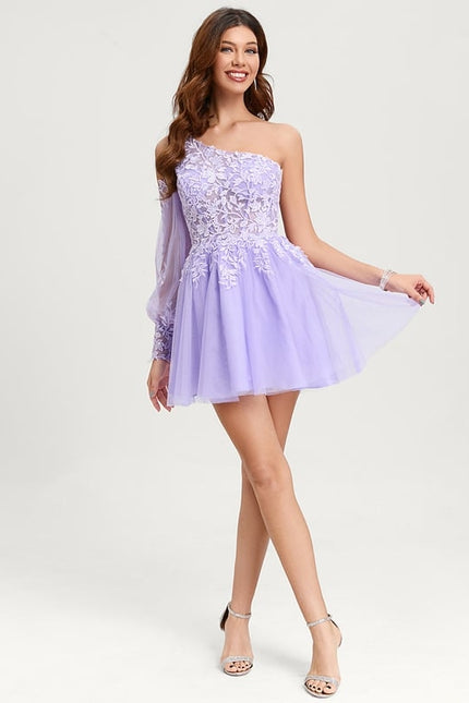 Robe De Bal Lilas Asymétrique - gallery 2