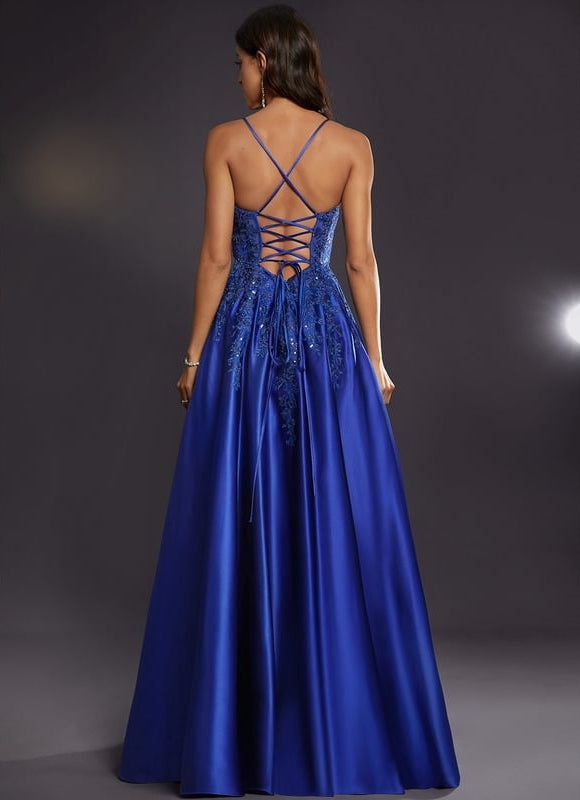 Robe De Bal Satin Bleu - gallery 2
