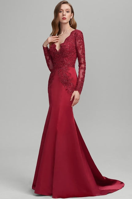 Robe De Bal Satin Rouge Élégante - gallery 2