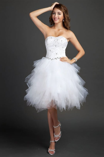 Robe De Bal Éblouissante Blanc - gallery 1