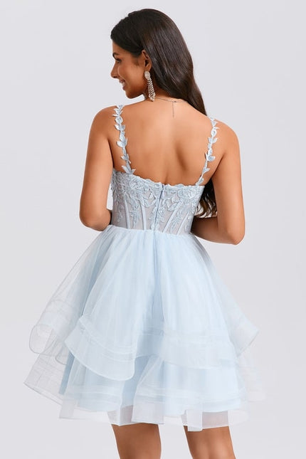 Robe De Bal Tulle Bleue Délicate - gallery 6