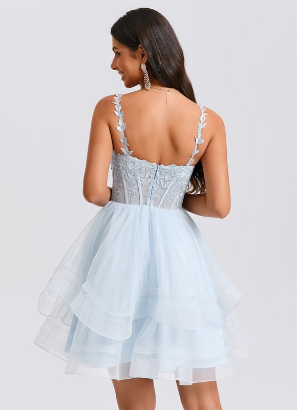 Robe De Bal Tulle Bleue Délicate - gallery 6
