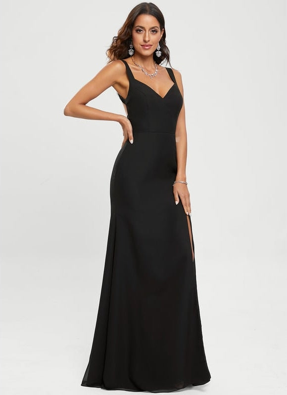 Robe De Bal Noire Fendue - gallery 4