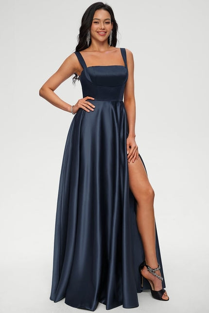 Robe De Bal Satin Marine Chic - gallery 4