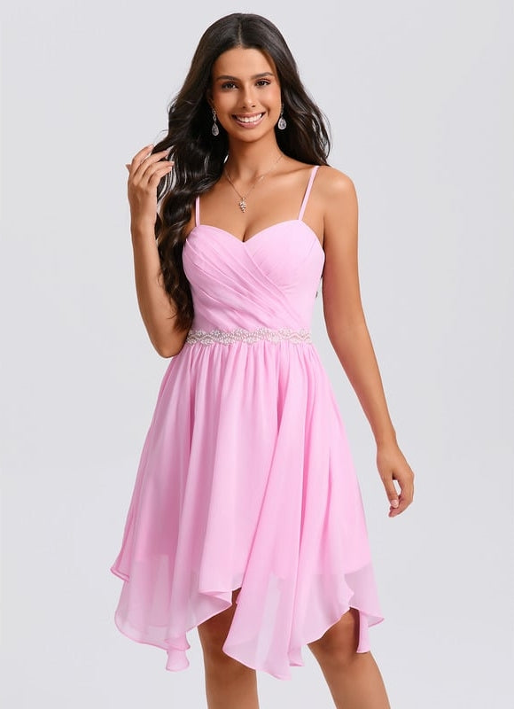 Robe De Bal Mousseline Rose - gallery 3