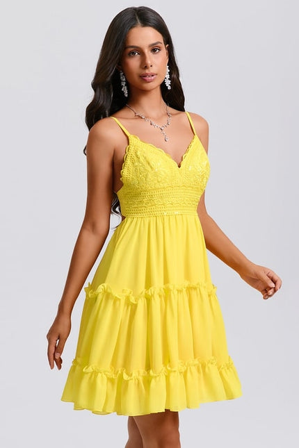 Robe De Bal Jaune Volants - gallery 5