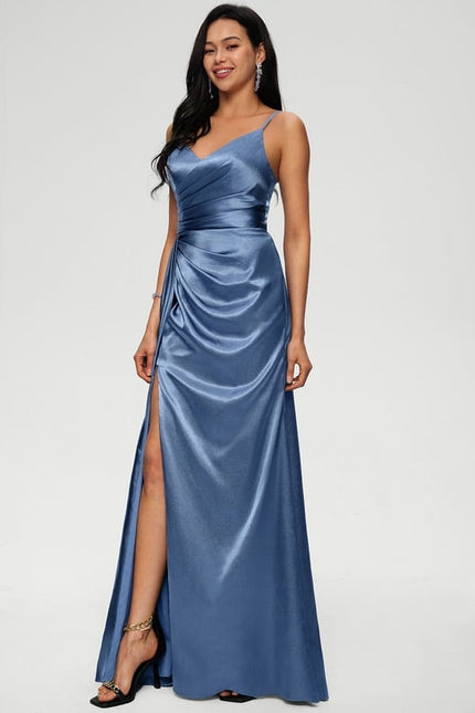 Robe De Bal Satin Longue Fendue - gallery 3