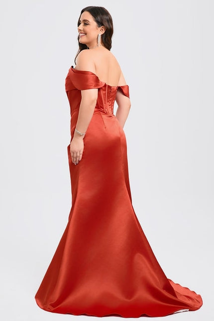 Robe De Bal Satinée Carmin - gallery 9