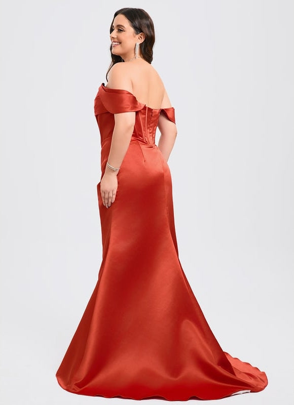 Robe De Bal Satinée Carmin - gallery 9