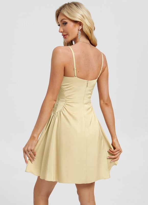 Robe De Bal Satinée Jaune - gallery 1