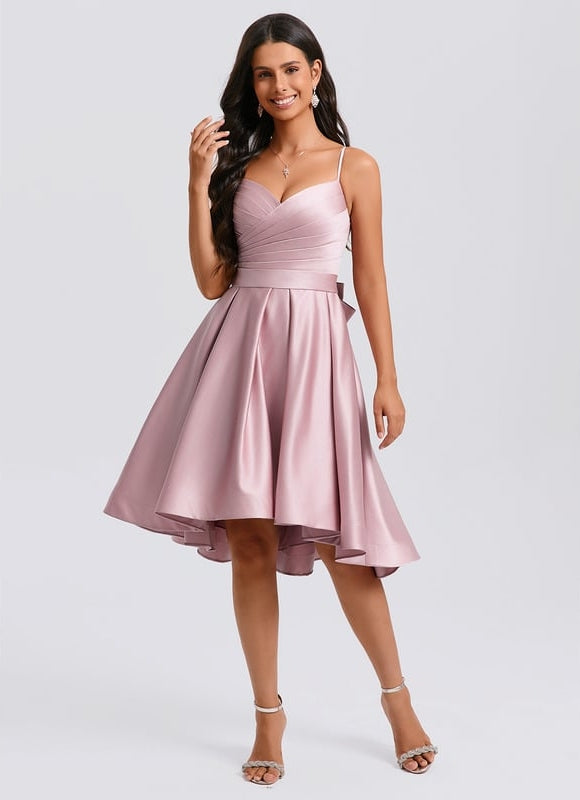 Robe De Bal Satin Rose Élégant - gallery 3