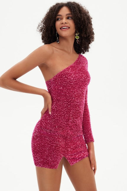 Robe De Bal Pailletée Fuchsia - gallery 7
