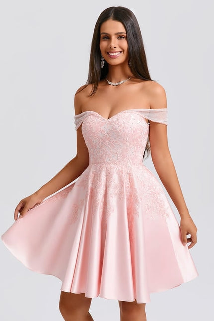 Robe De Bal Satin Rose - gallery 1