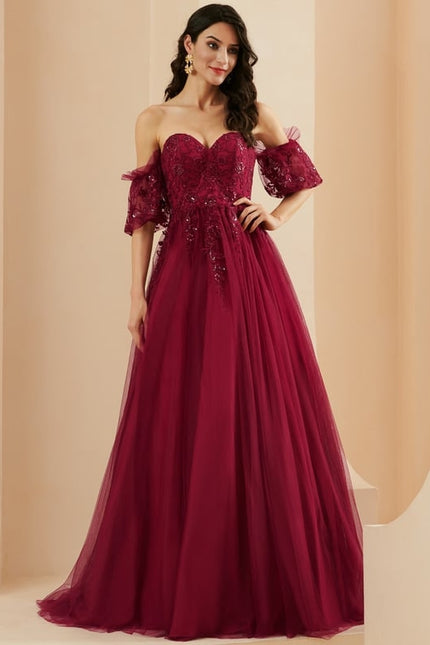Robe De Bal Bordeaux Éthérée - gallery 3