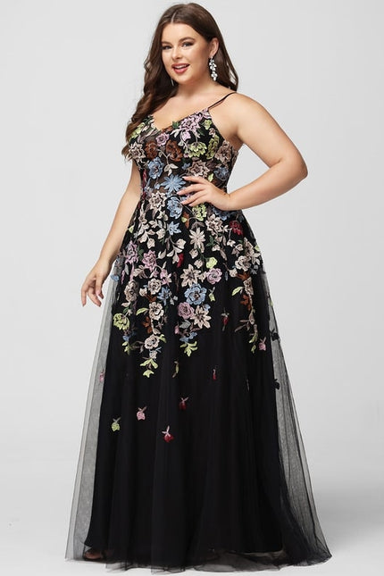 Robe De Bal Florale Tulle Noir - gallery 8