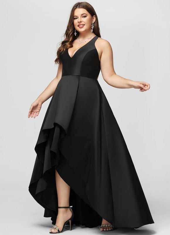 Robe De Bal Asymétrique Satinée - gallery 5