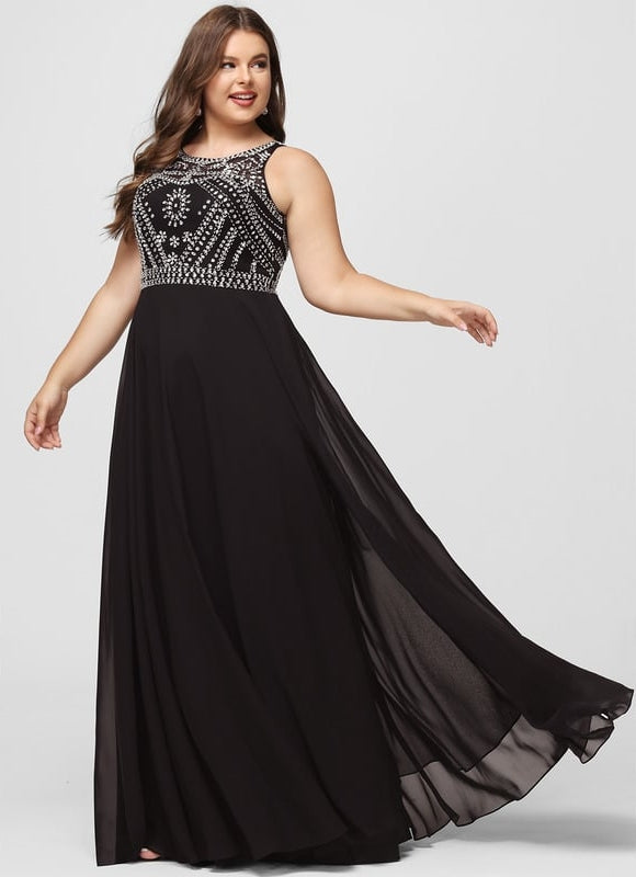 Robe De Bal Chiffon Noir - gallery 7